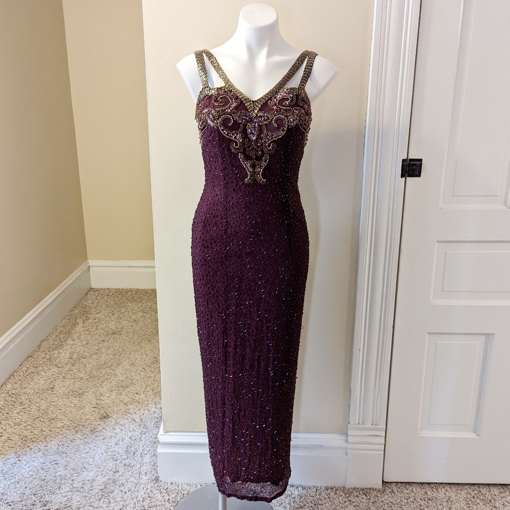 Vintage Y2K Cire' A Division of Landa purple beaded dress size 6